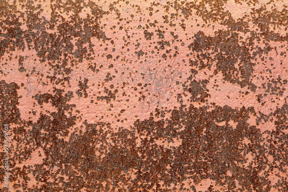 Thick painted rusty metal plate as background or backdrop