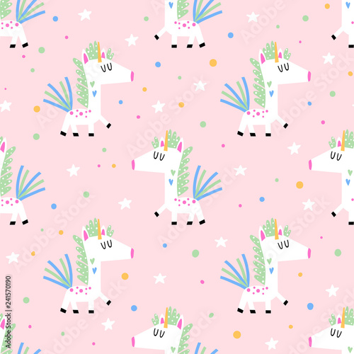Seamless background with funny unicorns © rosypatterns