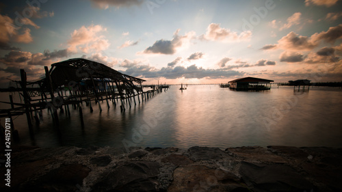 Sunset on the sea with beautiful clouds on blue sky at Yo island  Songkhla  Thailand.