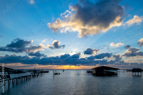 Sunset on the sea with beautiful clouds on blue sky at Yo island  Songkhla  Thailand.