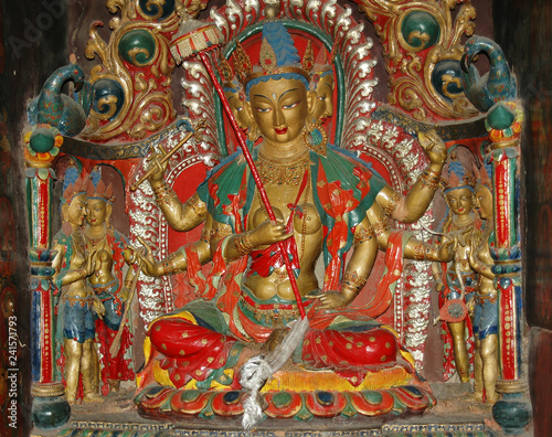 Statue of a Tibetan deity in a Tibetan monastery in the city of Shigatse
