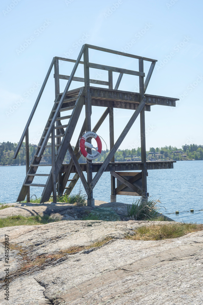 One of Stockholm's finest bathing beaches with, sandy beach, rocky bath, jumping tower and more One of Stockholm's finest bathing beaches with, sandy beach, rocky bath, jumping tower and more