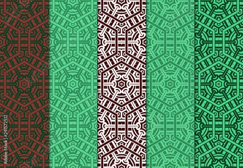 Set of Seamless Abstract Geometric Pattern Paper For Scrapbook. Vector Illustration.