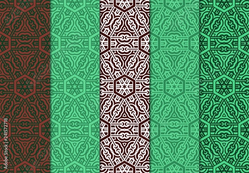 Set of Festive Colorful Seamless Geometric Pattern. Vector Illustration. For Print Fashion.