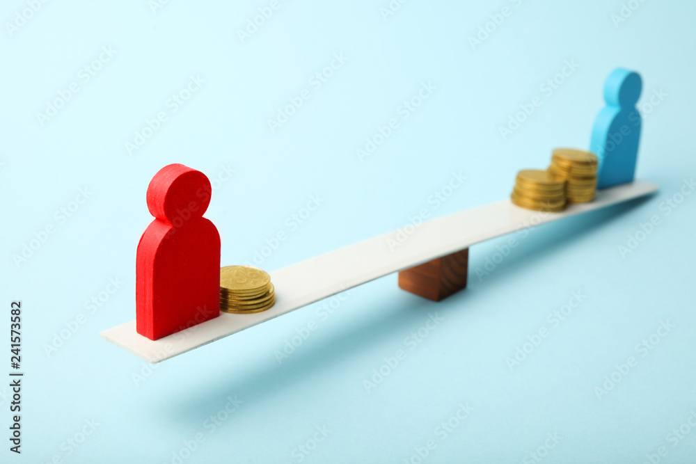 Different level pay income of people. Financial gap concept. Different level pay income of people. Financial gap concept.