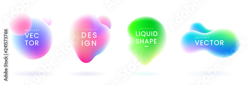 Liquid gradient blobs set. Abstract fluid shapes with chameleon effect. Colorful liquid badges. Decorative elements for your design. Vector eps 10. photo