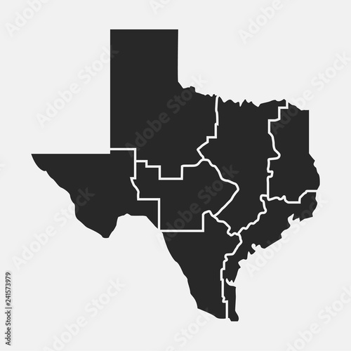 Texas blank map. Map of Texas with regions. USA background. Vector illustration