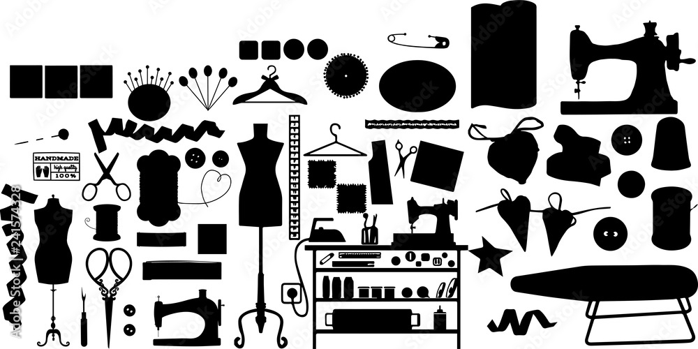 裁縫道具のシルエット Stock Vector Adobe Stock