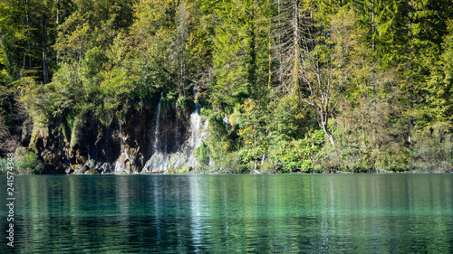 Tranquil Waterfall at Plitvice National Park in Croatia