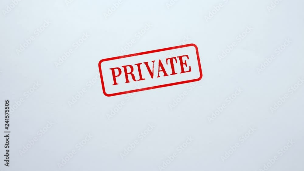 Private seal stamped on blank paper background, access restricted, secret Private seal stamped on blank paper background, access restricted, secret