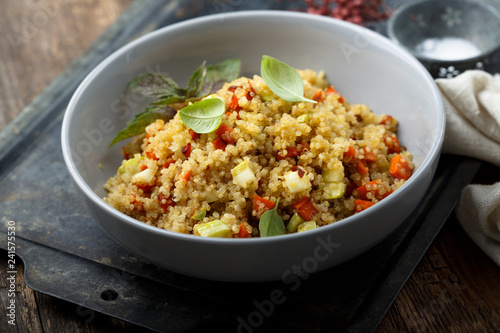 Quinoa cooked with pumpkin and basil