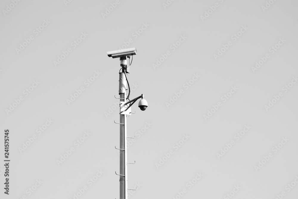 CCTV Security camera pole. - monochrome CCTV Security camera pole. - monochrome