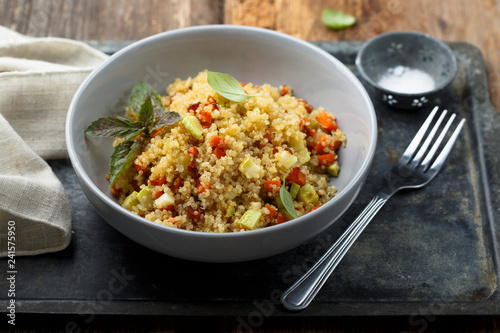 Quinoa cooked with pumpkin and basil