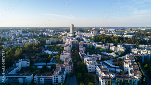 Aerial view of Helsinki city at beautiful summer day. Vuosaari at sunset.  © raland
