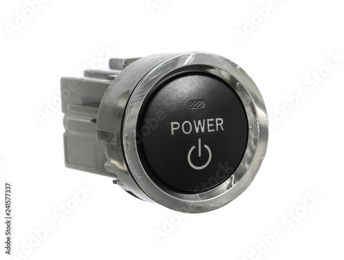 Car power engine start stop switch (with clipping path) isolated on white background