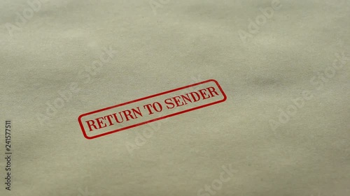 Return to Sender seal stamped on blank paper background, delivery failed