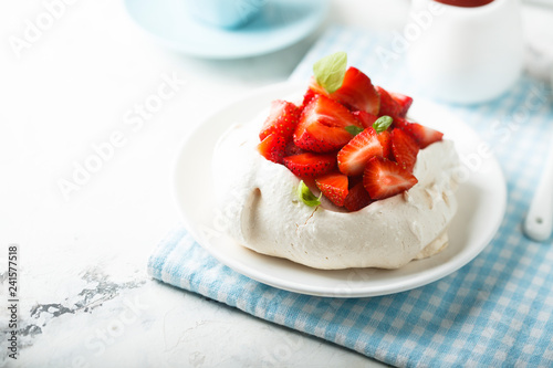 Strawberry Pavlova dessert