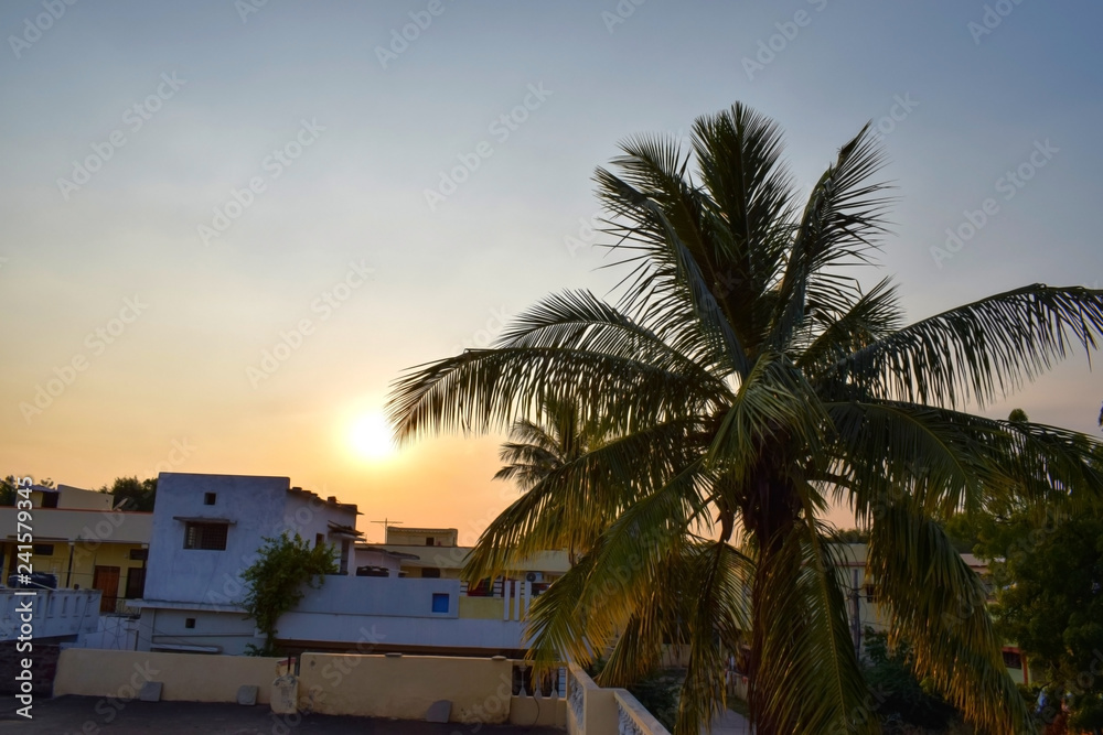 Sunset view from the top of the south Indian home home