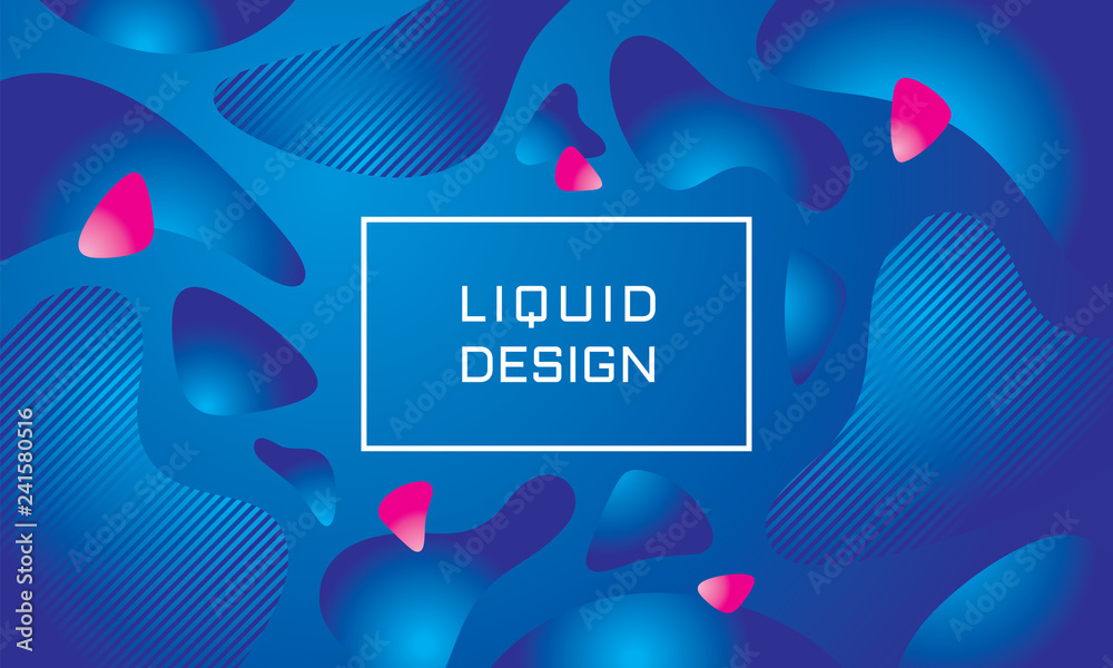 Abstract liquid color background - vector illustration. Landing page template. Concept creative banner layout. Art design poster. Fluid gradient shapes. Trendy motion composition. Geometric structure.