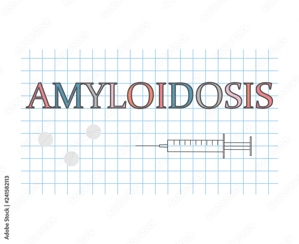 Amyloidosis word on checkered paper sheet- vector illustration Amyloidosis word on checkered paper sheet- vector illustration