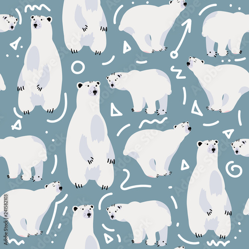 Cute polar bear seamless pattern.