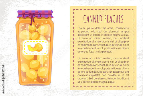 Canned Peaches in Jar Poster Vector Illustration