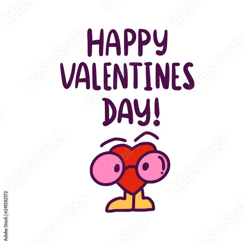 Doodle Heart and Happy Valentines day