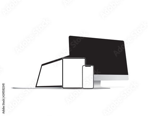 Mockup Computer notebook smartphone vecter on white background