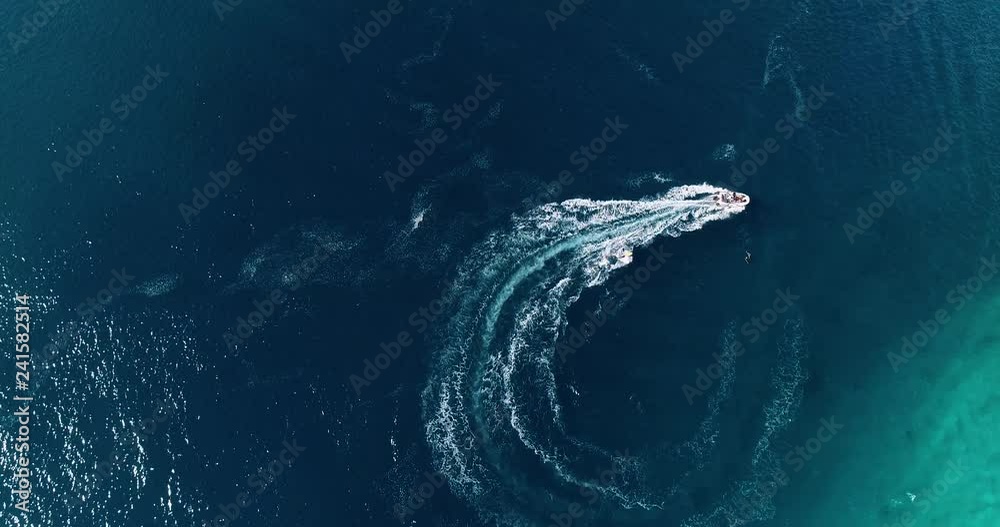 wakeboard sport in aerial view, polynesie francaise wakeboard sport in aerial view, polynesie francaise