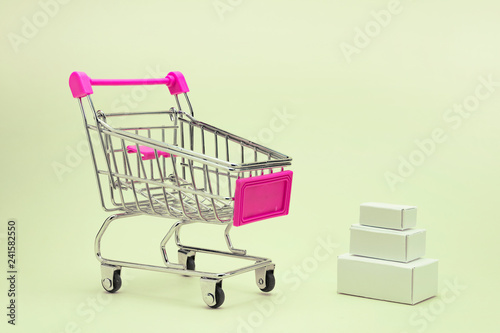 shopping cart with clean paper boxes