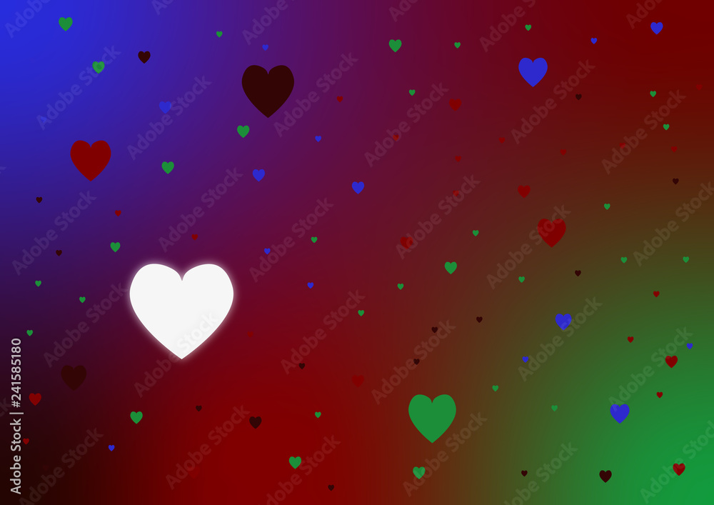 White love heart on colourful gay lgbt theme background