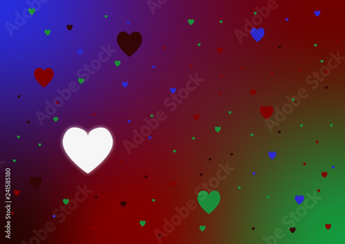 White love heart on colourful gay lgbt theme background