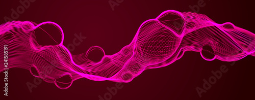 Bubbled abstract vector fluid particle flow, nano medical technology, microbiology science fiction theme illustration.