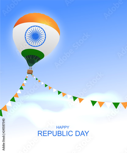 Happy republic day India greeting card air balloon