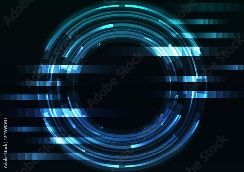 blue abstract circle background, digital overlap layer line, simple technology design template, vector illustration