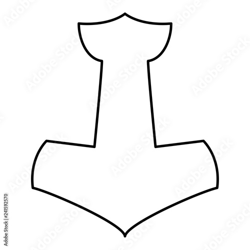 Thor's hammer Mjolnir icon black color vector illustration flat style image