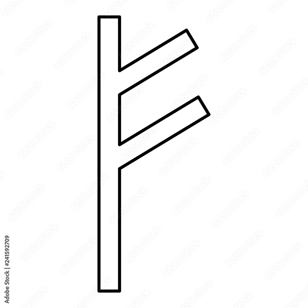 Fehu rune F symbol feoff own wealth icon black color vector illustration flat style image Fehu rune F symbol feoff own wealth icon black color vector illustration flat style image