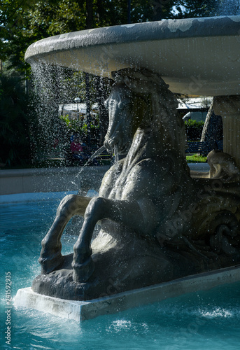 Four horses fountain in Rimini, Italy