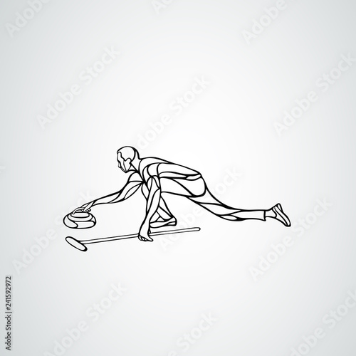 Curling athlete isolated vector silhouette. Curler vector