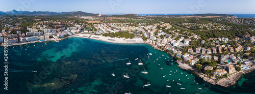 Aerial view, view of Santa Ponca and the marina, behind the Serra de Tramuntana, Mallorca, Balearic Islands, Spain photo