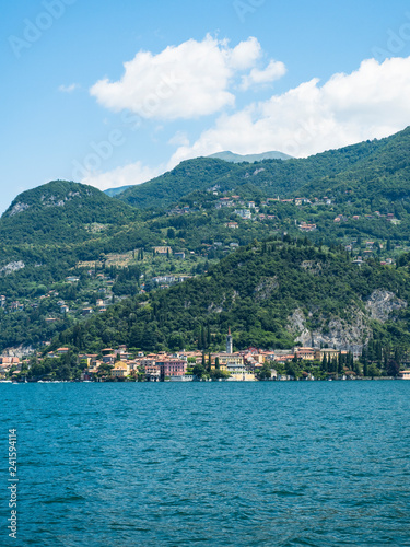 Coast with mansions near Varenna, Lago di Como, Lombardy, Italy