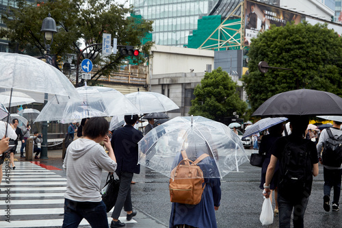 People holding umbrellas street japan