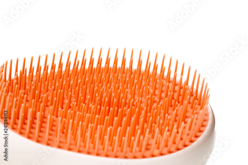 plastic hair brush for wet hair  isolated on white background.