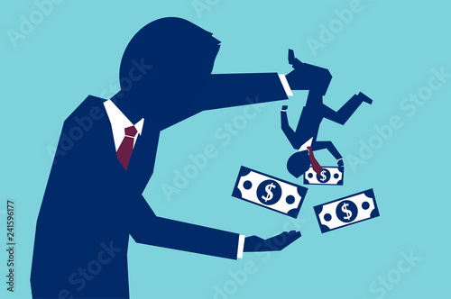 Canvas Print Businessman borrowing money from worker