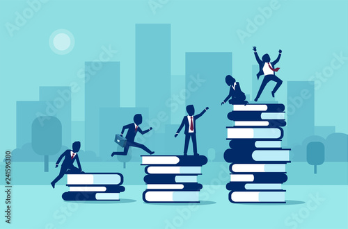 Vector of business people having staff training and learning support.