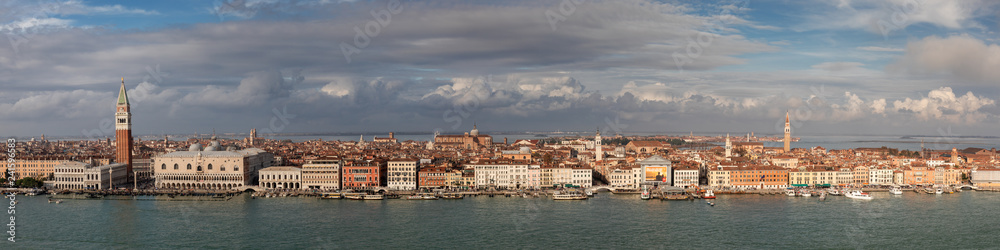 Panotama of the Venice lagoon towards San Marco square