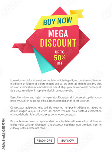 Buy Now Mega Discount Poster Vector Illustration