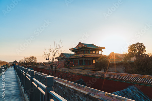 Vászonkép Forbidden City Beijing, China in Winter from wall walkway view