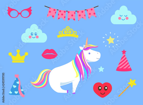 Princess Party Celebration Isolated Set Vector