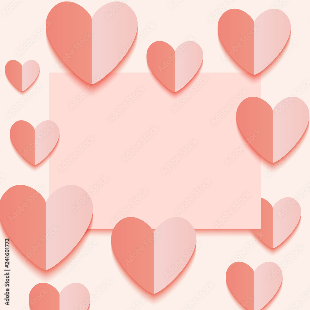 Coral paper sheets with peach hearts.  2019 color.